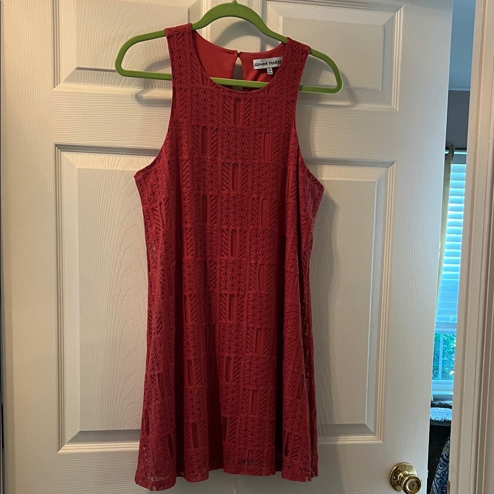 Almost Famous Crimson Lace Mini Dress